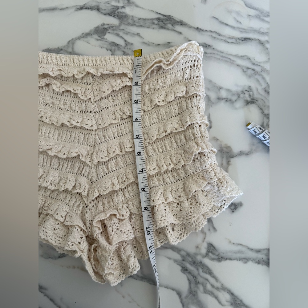 Mini Ruffle Shorts in Cream - Picture 3 of 4